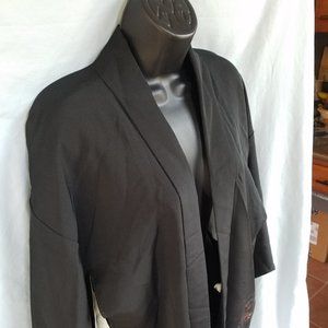 Women's Japanese Haori Black Shirt Jacket Kimono